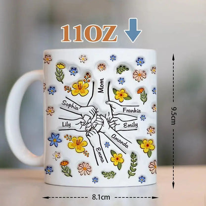 Personalized Custom Name 11 oz Ceramic 3D Pottery Inflated-Effect Coffee Mug – Gift for Mom