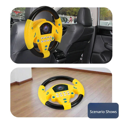 Infant Shining Electric Simulation Steering Wheel Toy with Light and Sound Kids Early Educational Stroller Vocal Toy