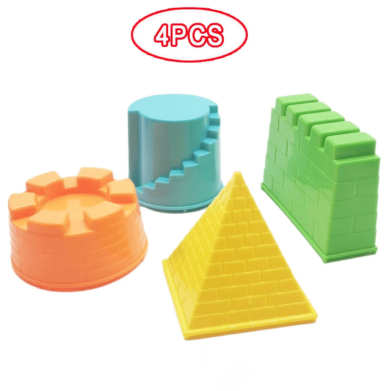 Kids Sandbox Mold Set With Shovel & Castle Brick Walls — Outdoor Beach Sand Play Toy