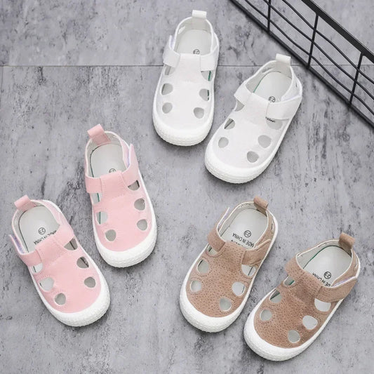 Kids’ Half Sandals – Boys’ Sports Casual Shoes, Cut-Outs Hollow Fashion, 2024 New Spring & Summer Sandals for Toddlers & Girls, Size 21-30