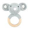 1pc Safety Wooden Baby Teether - Crochet Cartoon Long Ear Bunny Rattler with Mobile Crib Bell | Newborn Teething Toy & Handbell