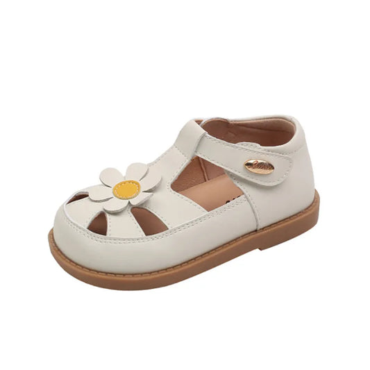 New Summer Kids’ Sandals for Girls – Leather Cut-Out Children Sandals, Cute Flower Design, Soft Sole Fashion Toddler Baby Shoes