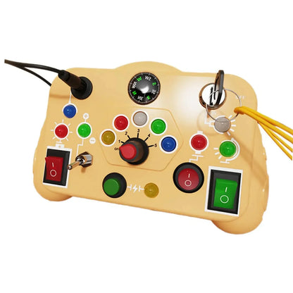 Busy Board with LED Lights and Switch – Sensory Montessori Toy, Portable Electric Puzzle for Early Education, Gift for Toddlers and Kids