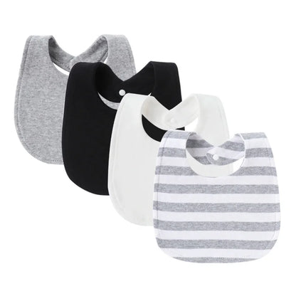 4Pcs/Set Infant Saliva Towel Baby Bibs | Cute Printed Double Layer Cotton Absorbent Burp Cloths for Newborn Boys & Girls with Pocket - Kidzy Market