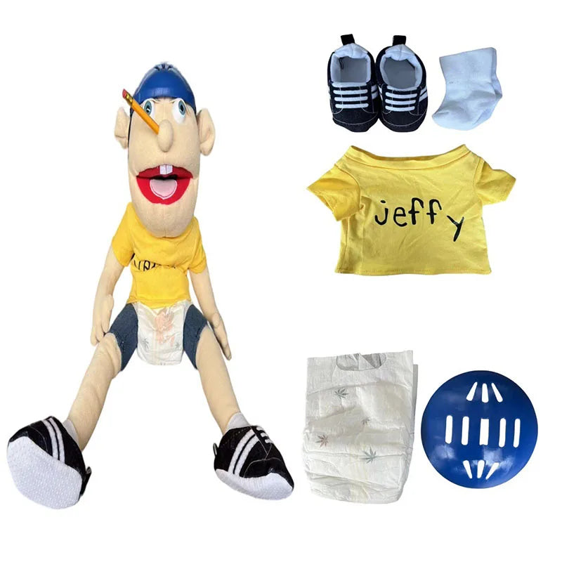 60cm Jeffy Plush Hand Puppet, Soft Doll for Kids Talk Show Party or Christmas Gift