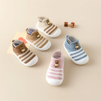 Baby Toddler Shoes Soft Sole Children's Shoes Breathable Cartoon Non-Slip Anti-Fall Striped Cute New Baby Shoes