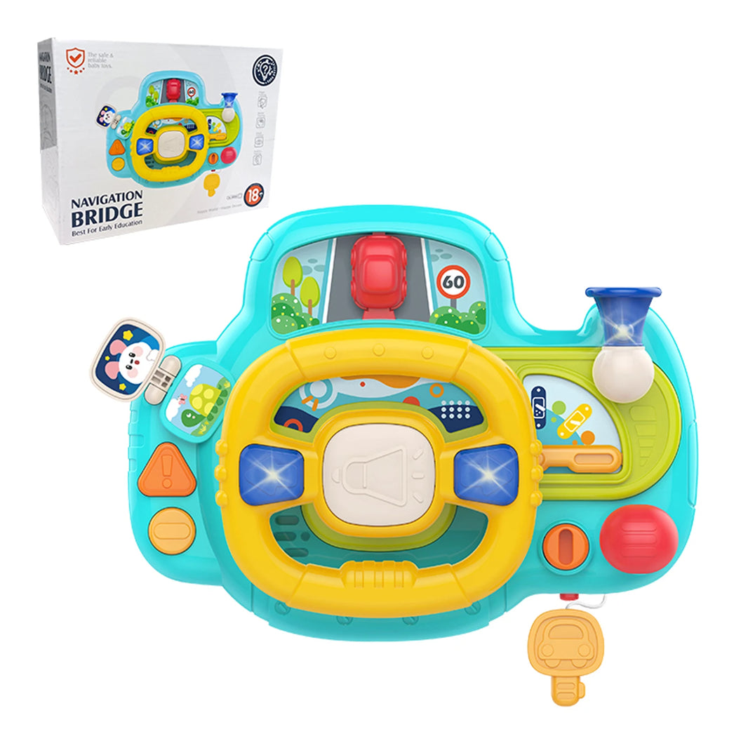Baby Electric Steering Wheel for Car Seats and Strollers Simulated Driving Vocal Educational Toy for Toddlers 0-36 Months