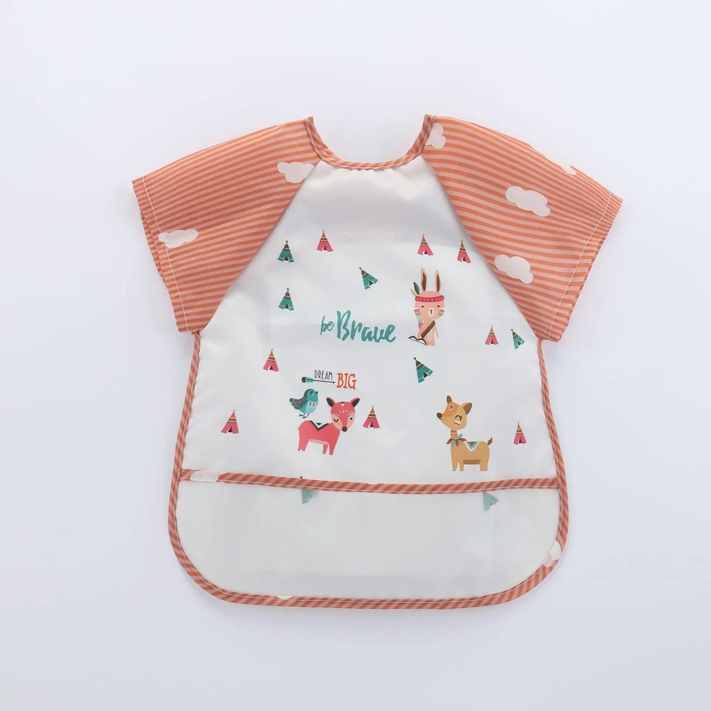Waterproof Long-Sleeve Baby Bib – Cute Cartoon Apron with Pocket for Self-Feeding (0-3Y) - Kidzy Market