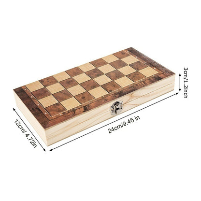 Magnetic Wooden Folding Chess Set with Felted 24 cm x 12 cm (9.45 in x 4.72 in) Game Board Interior Storage Adult and Kids Family Gift