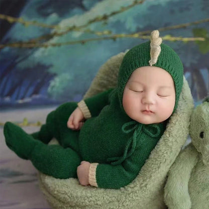 Ylsteed Knitted Newborn Dinosaur Outfit for Photo Shoot Baby Boy Photography Clothes Cute Animal Design Jumpsuit