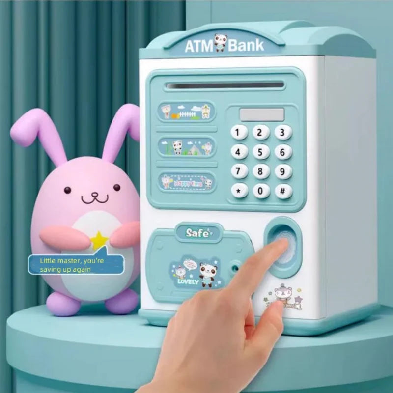 Banknote Fingerprint Deposit Box Electronic ATM Coin Safe Large Capacity Children's Password Lock Birthday Gift