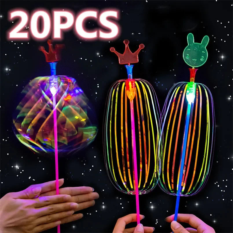20-Pack LED Bubble Wands - Rainbow Light-Up Magic Stick Toys for Kids Party Favors, Birthdays & Weddings