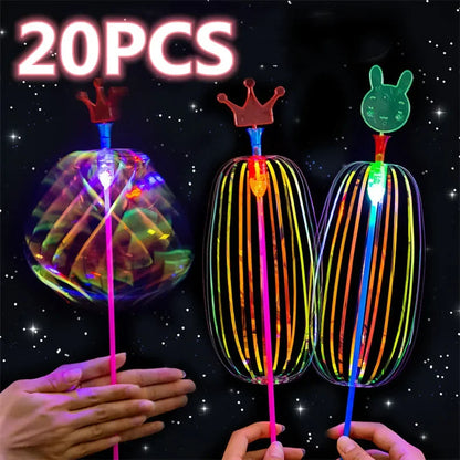 20-Pack LED Bubble Wands - Rainbow Light-Up Magic Stick Toys for Kids Party Favors, Birthdays & Weddings