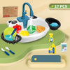 Electric Kids Kitchen Sink Toy – Mini Pretend Dishwasher & Play Food Set for Role Play