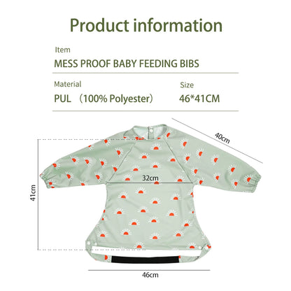 HappyFlute Baby Feeding Bibs | Waterproof Polyester One-Piece Long Sleeve with Snap Button Design | Mess-Proof for Table Use - Kidzy Market