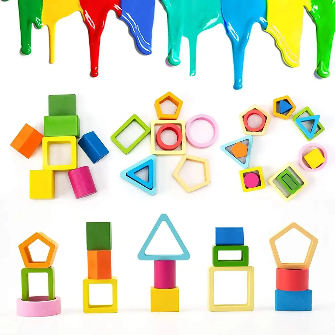 Children’s Wooden Stack Toy Color and Shape Classification Puzzle