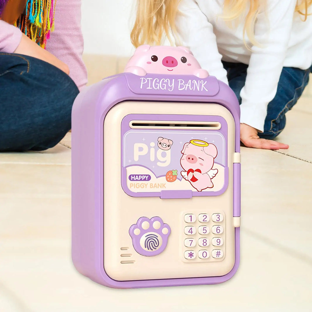 Electric ATM Money Bank Automatic Roll Cash Security Box Kids Piggy Bank with Password Lock Birthday Gift