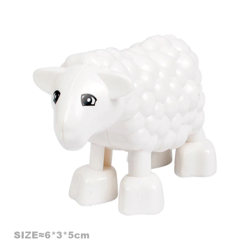 Big Size Building Blocks Farm Animals Set – Cat, Dog, Pig, and Rabbit Model Accessories Compatible with Bricks