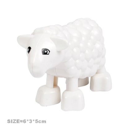 Big Size Building Blocks Farm Animals Set – Cat, Dog, Pig, and Rabbit Model Accessories Compatible with Bricks