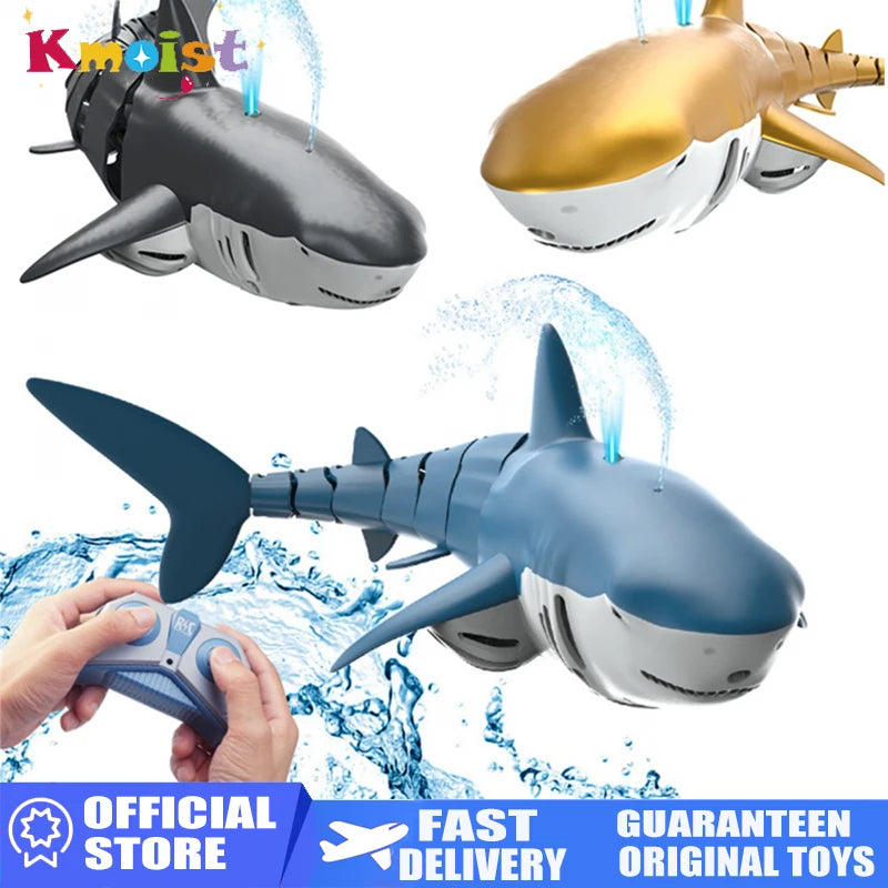 2.4G RC Shark Toy – Remote Control Simulation Animal with Lights and Water Spray