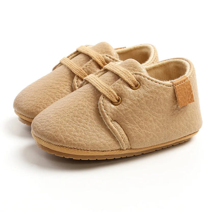 Meckior Baby Shoes Retro Leather Boy Girl Multicolor Toddler Rubber Sole Anti-Slip First Walkers Infant Shoes
