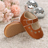 Khaki Baby Casual Shoes 0-18M Infant Toddler Bowknot Non-Slip Rubber Soft-Sole Flat PU First Walker Newborn Mary Janes
