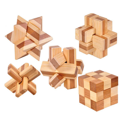 Wooden Kong Ming Lu Ban Lock – Montessori 3D IQ Puzzle for Kids and Adults