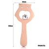 1-Pack Beech Wood Baby Teether - Wooden Animal Ring Nursing Pendant Rattle Chew Toy Rabbit Owl