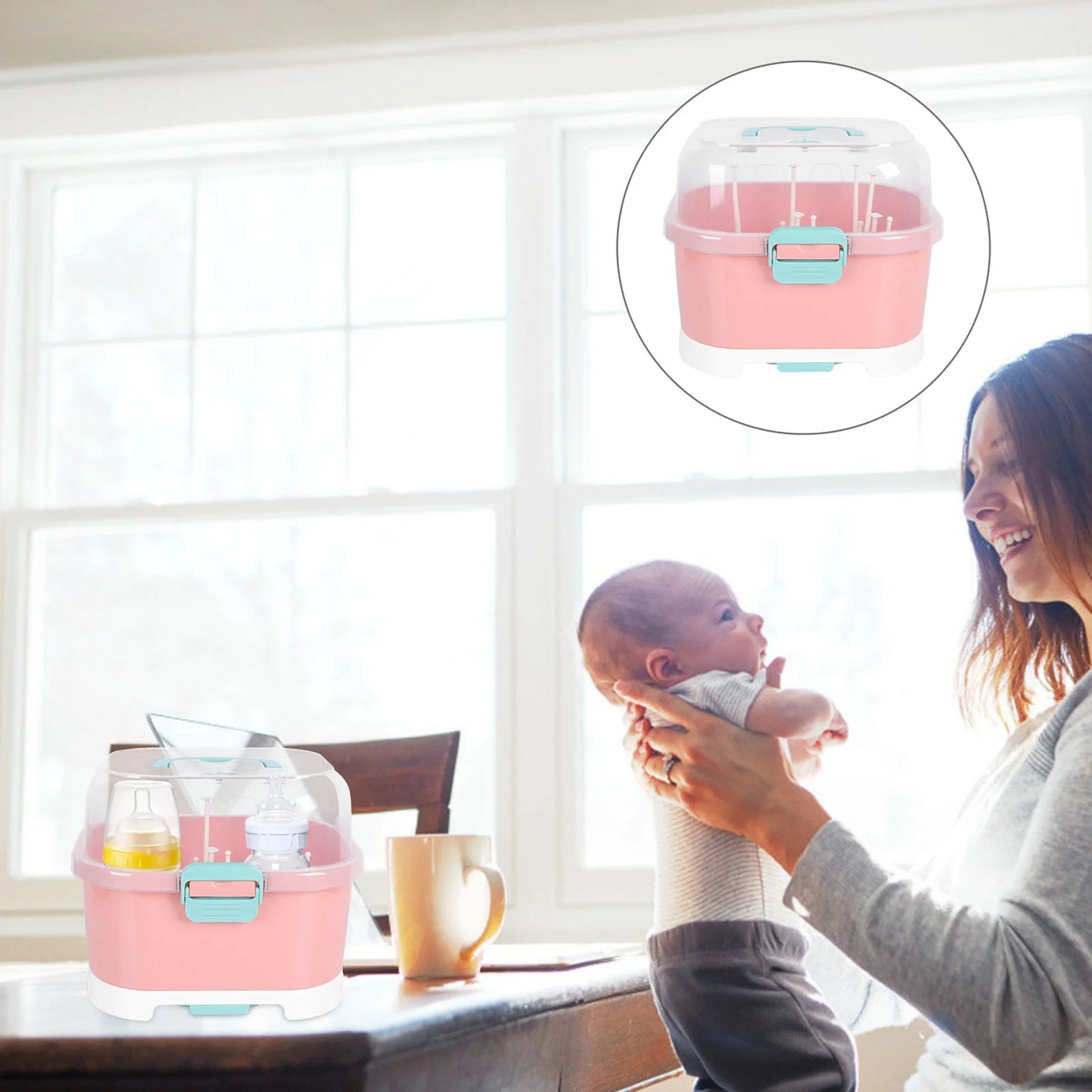 Baby Bottle Drying Rack – PP Material Detachable Drain Net Storage Box for Cups, Straws & Pacifiers