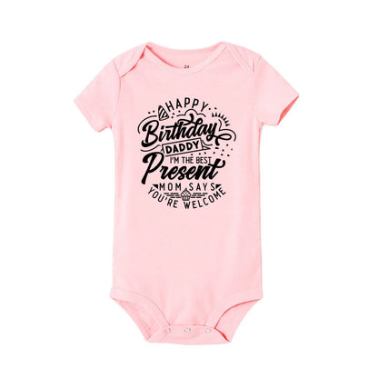 “Happy Birthday Daddy, I Love You” – Adorable Newborn Baby Bodysuit, Short-Sleeve Infant Romper, Perfect Birthday Gift for Dad