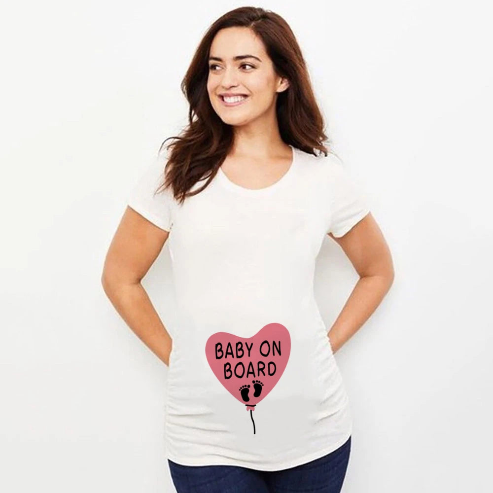 Maternity Shirt Pregnancy Announcement Tee - Summer Casual Mama Blouse, Basic Pregnancy Clothes for Expecting Moms