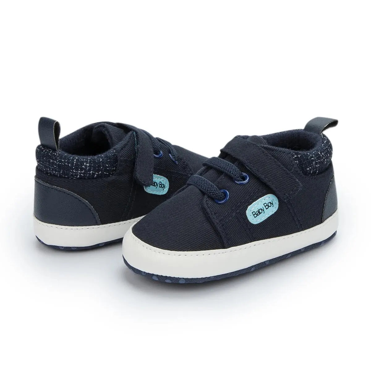 Meckior Baby Casual Canvas Sneakers – High Top Sports Shoes for Boys & Girls, Anti-Slip Soft Sole First Walkers Crib Shoes