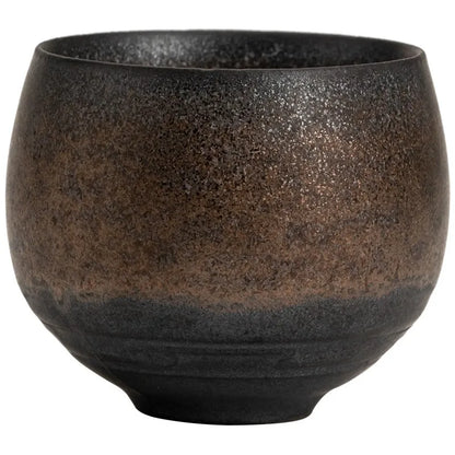 Japanese Handmade Rough Pottery Tea Cup — Porcelain Kung Fu Tea Single Cup, Antique-Style Gift