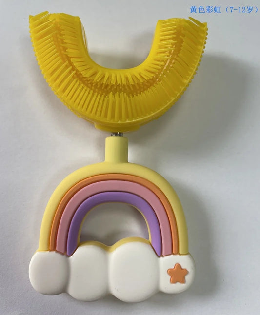 New Children's U-Shape 360 Degree Toothbrush, Silicone Brush for Toddlers, Cartoon Pattern Oral Care