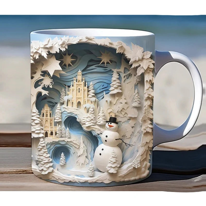 3D Animal Wrap Coffee Mug - 11 oz (350 ml) Sublimation Ceramic Kids Mug (Cat, Dog, Bear)