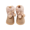Suefunskry Toddler Baby Boots Winter Warm Lace Up Non Slip Soft Sole Shoes With Plush Pom Pom