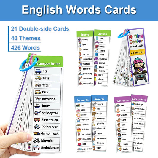 Montessori English Word List Cards – ESL Teaching Materials for Sight Words and Vocabulary Building for Kids with Autism