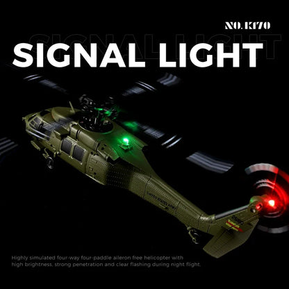 WLtoys K170 RC Helicopter UH-60L – 4-Channel Brushless Remote Control with Gyro and LED Light