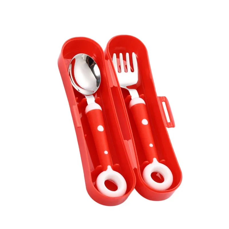 Children’s Utensil Set - Cute Circle Cutlery, Baby Tableware, Stainless Steel Food Feeding Spoon & Fork, Infant Toddler Dinnerware