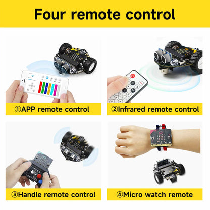 Yahboom Microbit Car, Programmable Coding Robotics for Microbit V2/V1, STEM Education Toy with Battery, CE RoHS Certified