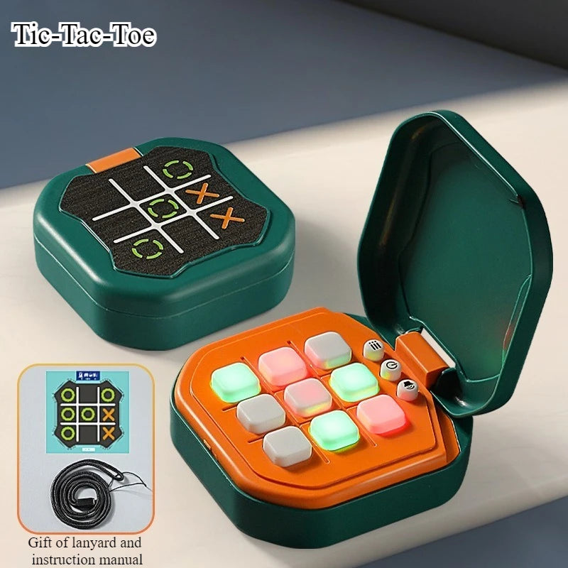Multifunctional Electronic Tic-Tac-Toe Board Game Montessori Puzzle Chess Set Portable for Adults and Kids
