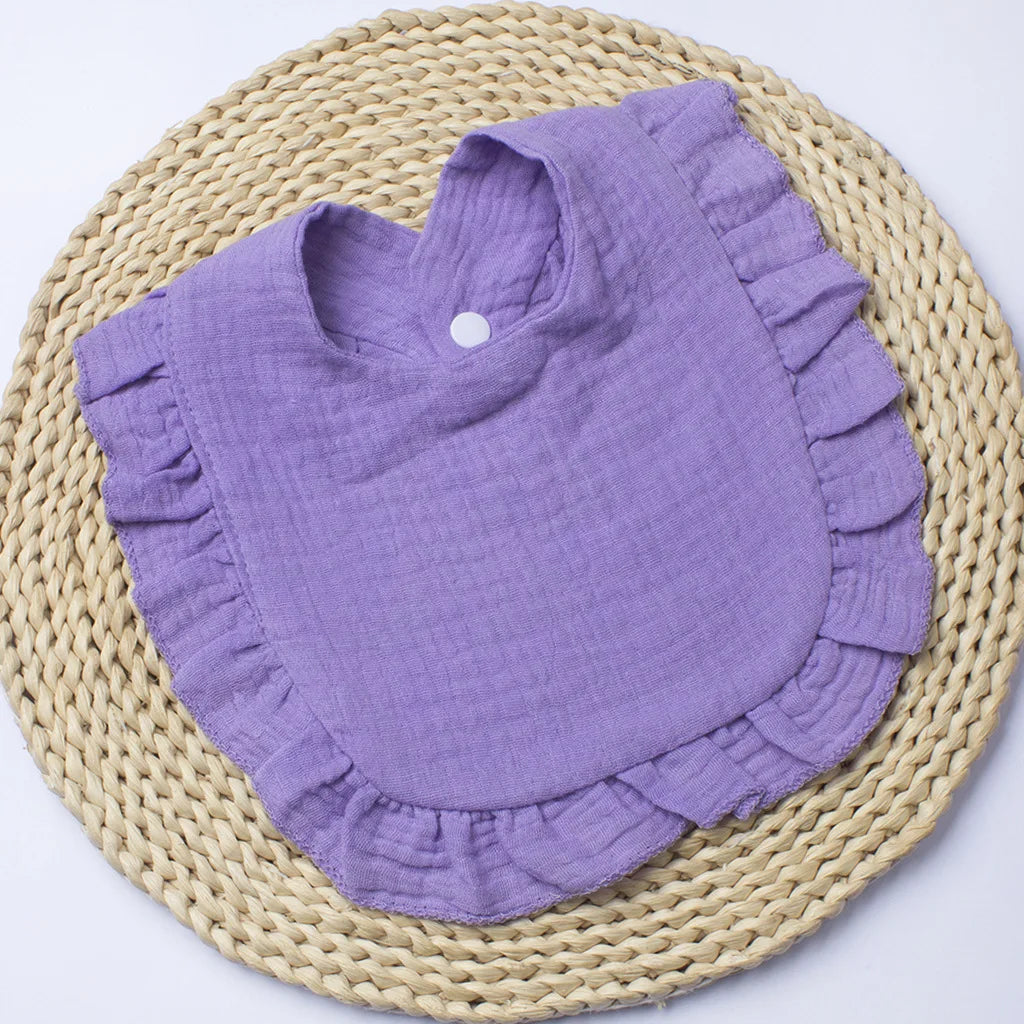 Gauze Baby Bib for Boys & Girls | Pure Cotton Candy Colored Lace Saliva Bib | Soft & Comfortable Solid Color Towel for Babies - Kidzy Market
