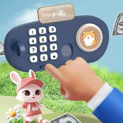 Password Lock Automatic Roll-Up Savings Bank Voice Reminder Fingerprint Protected Children's Money Storage Safe Box