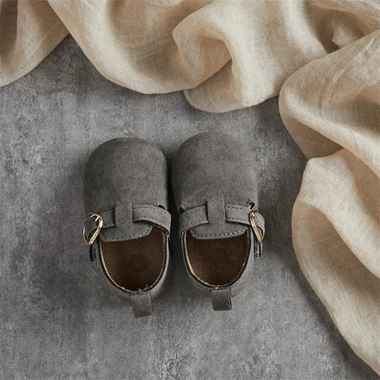 Tregren 0-18M Newborn Baby First Walking Shoes Soft Cow Suede Sole Rubber Non-Slip Walking Shoes Boys Girls Casual Flats