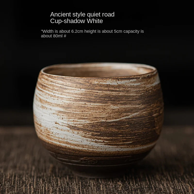 Japanese Handmade Rough Pottery Tea Cup — Porcelain Kung Fu Tea Single Cup, Antique-Style Gift