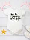 “Help Call Grandma” Letter Print Newborn Infant Rompers – Cute Short Sleeve Toddler Jumpsuit – Fashion Baby Boy & Girl Bodysuit