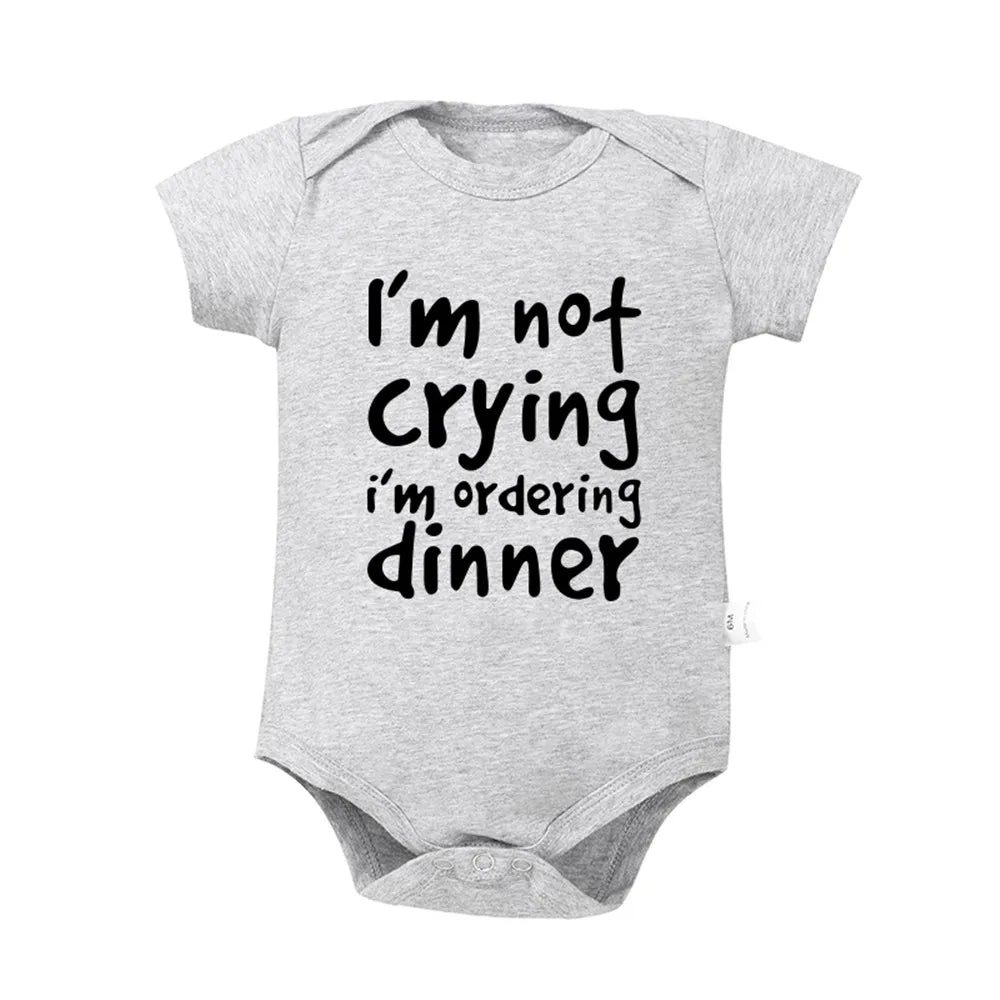 Baby I’m Not Crying – Funny Newborn Romper | 2024 Baby Bodysuit for Boys & Girls | Summer Infant Outfit | Pregnancy Announcement Gift