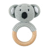 1pc Safety Wooden Baby Teether - Crochet Cartoon Long Ear Bunny Rattler with Mobile Crib Bell | Newborn Teething Toy & Handbell