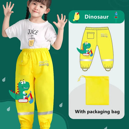 Waterproof Girls BWaterproof Toddler Rain Pants Windproof Mud Trousers Cartoon Dinosaur Unicorn