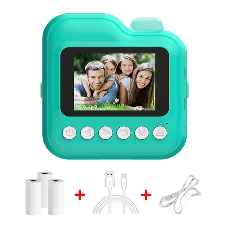 Children's Mini Instant Print Digital Camera with 32GB TF Card and Inkless Paper, Educational Video Toy